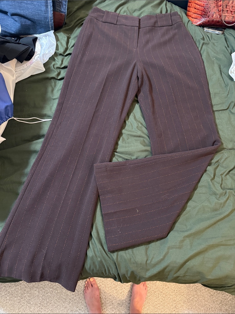 Larry Levine Brown Pinstripe Women's Dress Trousers